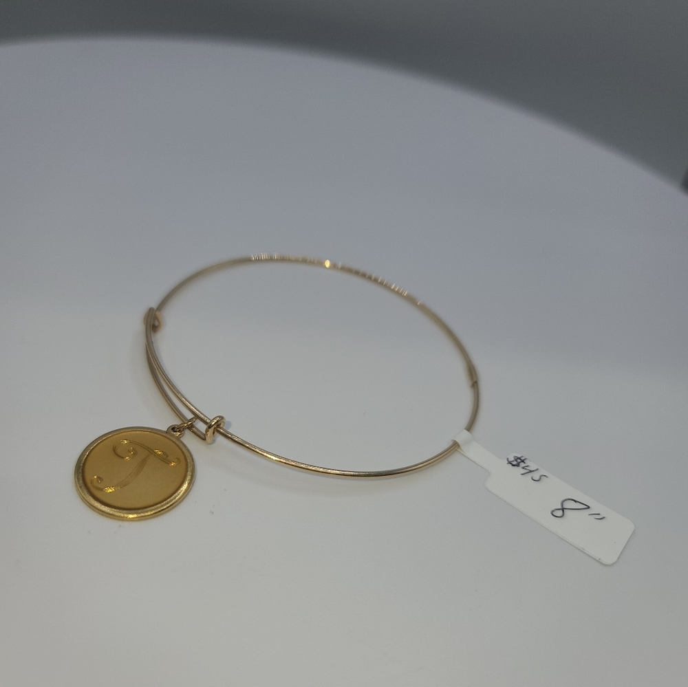 Alex and Ani Precious Collection Initial T 14K Gold Filled Bangle Bracelet
